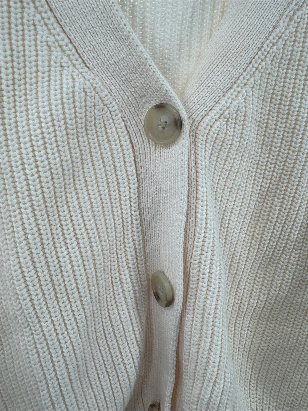 LOFT Cream Ribbed slouchy cropped cardigan S cotton casual fall winter neutral